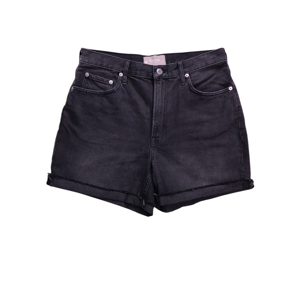 Everlane The Cheeky Short Women 29 Black High Rise Raw Hem Denim Shorts